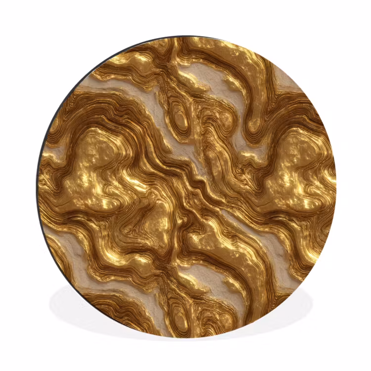 Wandcirkel - Aluminium - Golven - Organisch - Goud - Crème — 1