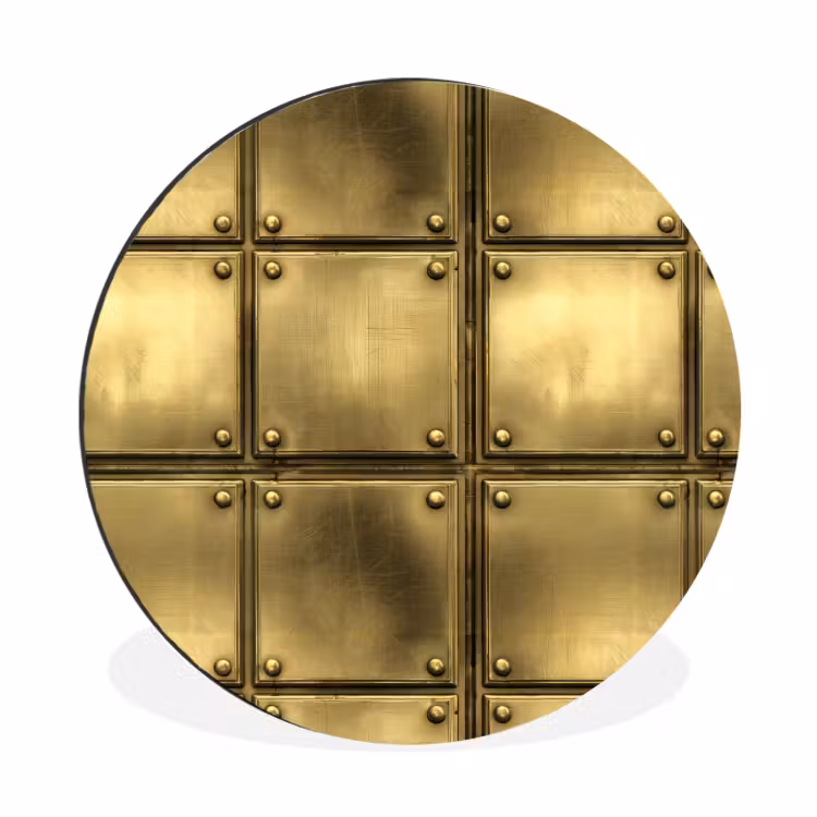 Wandcirkel - Aluminium - Platen - Industrieel - Stoer - Goud — 1