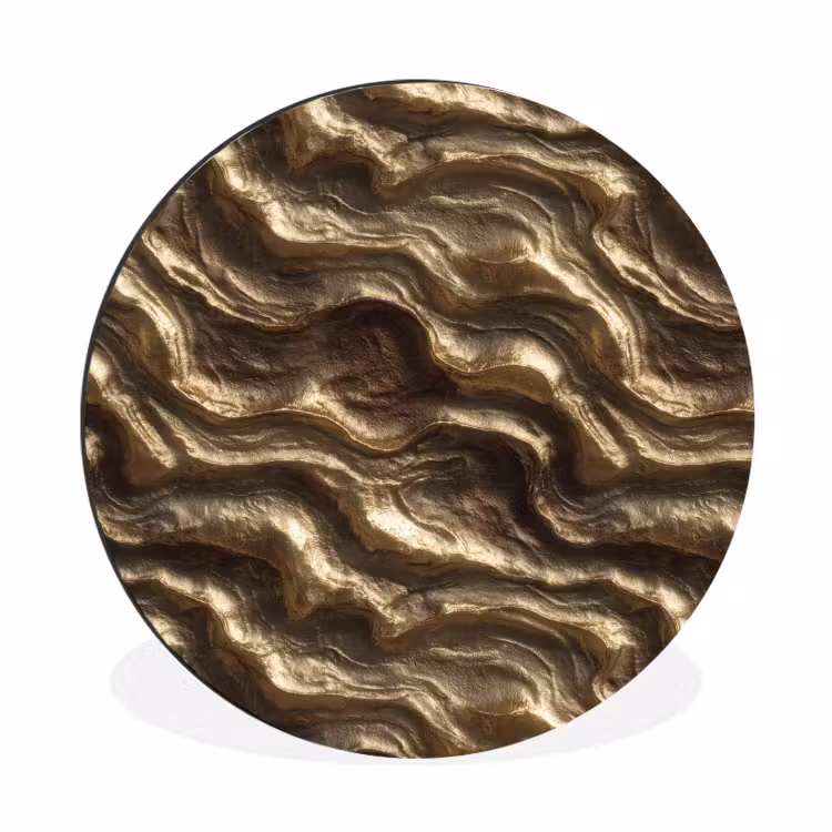 Wandcirkel - Aluminium - Reliëf - Golven - Abstract - Bronsgoud — 1