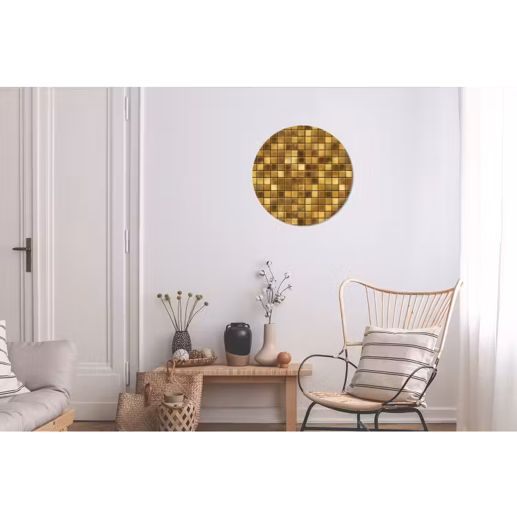 Wandcirkel - Aluminium - Tegels - Mozaïek - Luxe - Warm Goud — 2