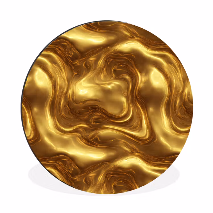 Wandcirkel - Aluminium - Textuur - Vloeibaar - Organisch - Goud — 1