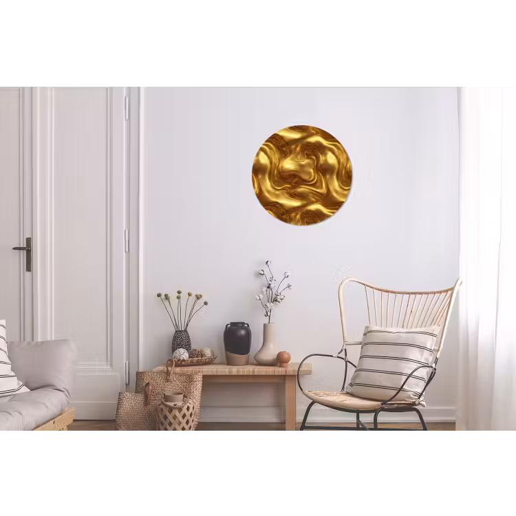 Wandcirkel - Aluminium - Textuur - Vloeibaar - Organisch - Goud — 2