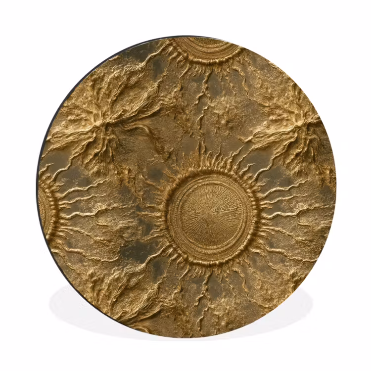 Wandcirkel - Aluminium - Zon - Reliëf - Antiek - Goud — 1