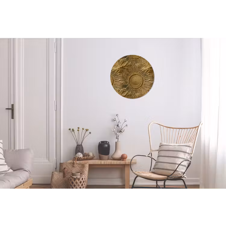 Wandcirkel - Aluminium - Zon - Reliëf - Antiek - Goud — 2