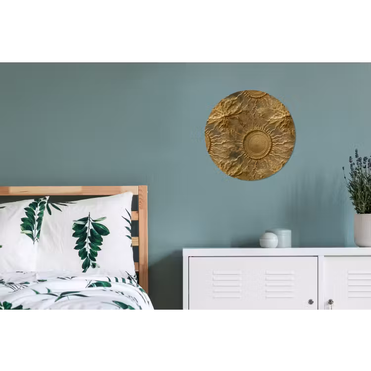 Wandcirkel - Aluminium - Zon - Reliëf - Antiek - Goud — 4