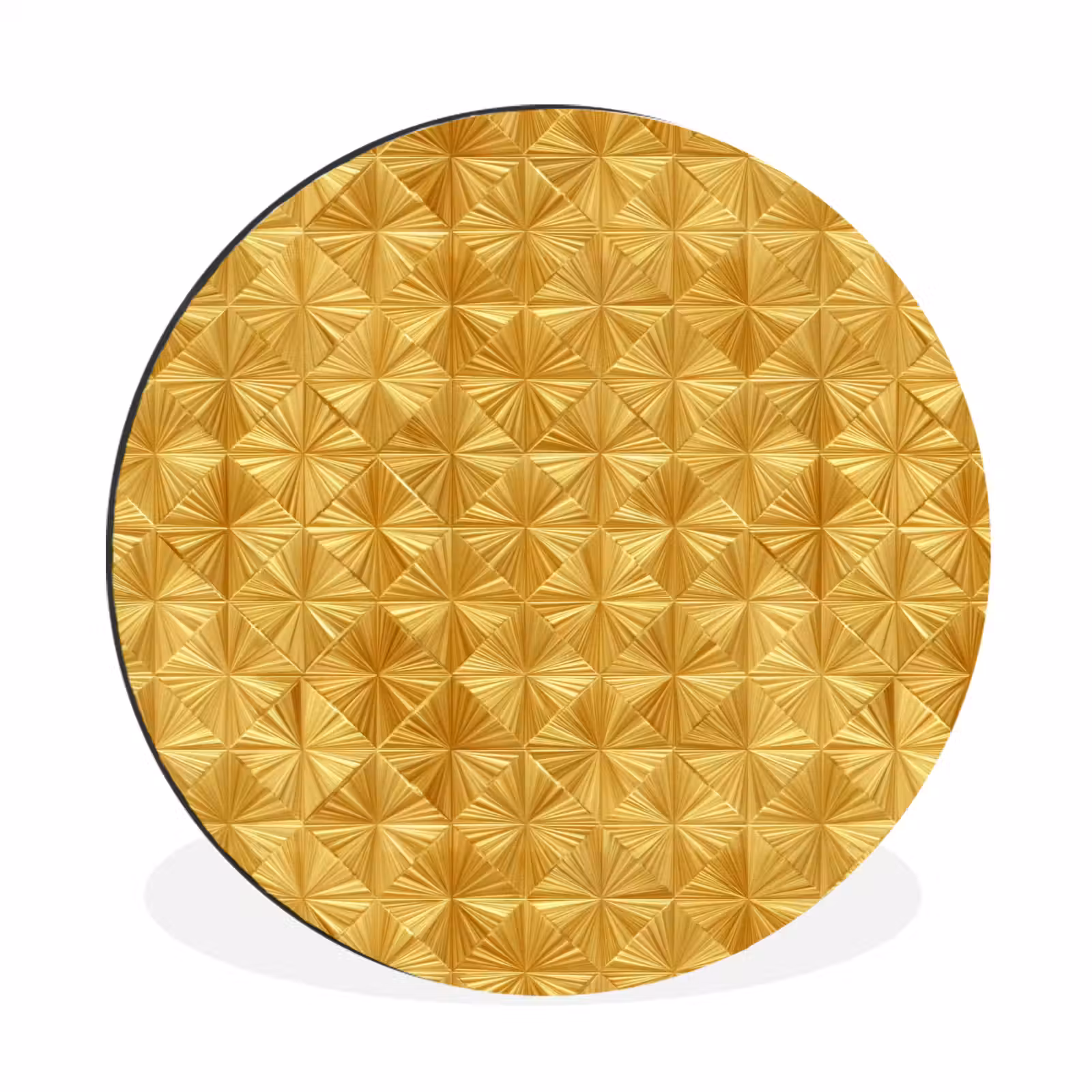 Wandcirkel - Aluminium - Tegels - Geometrisch - Reliëf - Goud — 1