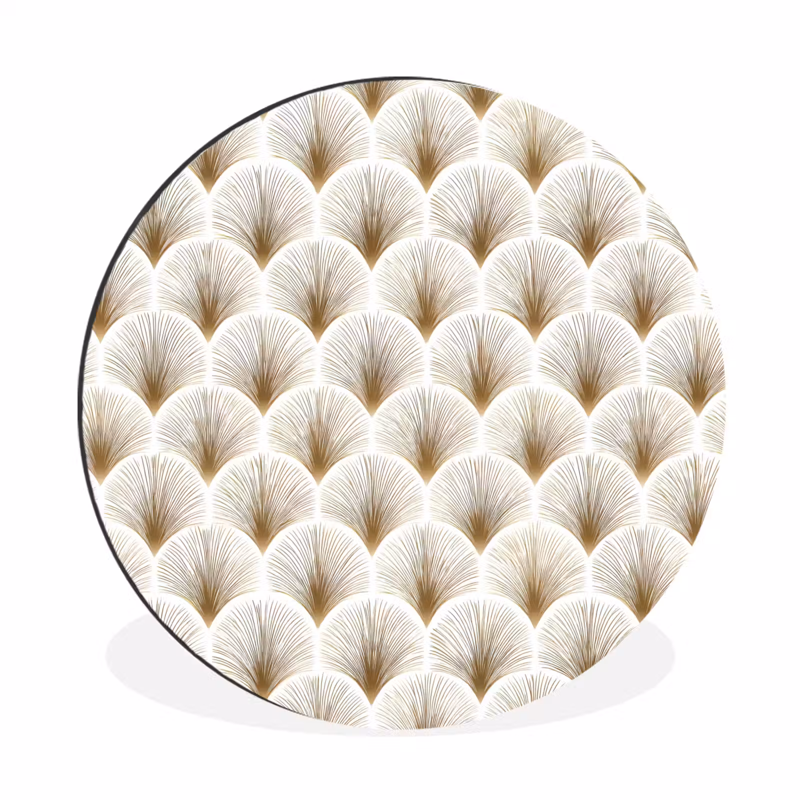 Wandcirkel - Aluminium - Waaiers - Art Deco - Elegant - Goud - Wit — 1