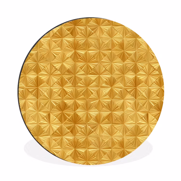 Wandcirkel - Aluminium - Tegels - Geometrisch - Reliëf - Goud — 1