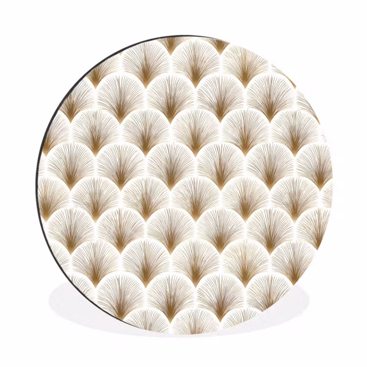 Wandcirkel - Aluminium - Waaiers - Art Deco - Elegant - Goud - Wit — 1