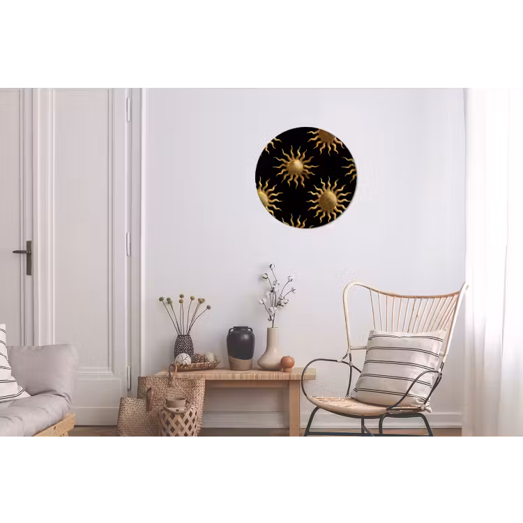 Wandcirkel - Aluminium - Zon - Patroon - Luxe - Goud - Zwart — 2
