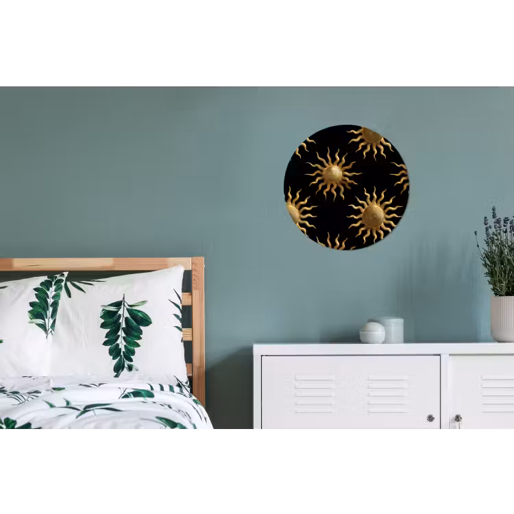 Wandcirkel - Aluminium - Zon - Patroon - Luxe - Goud - Zwart — 4
