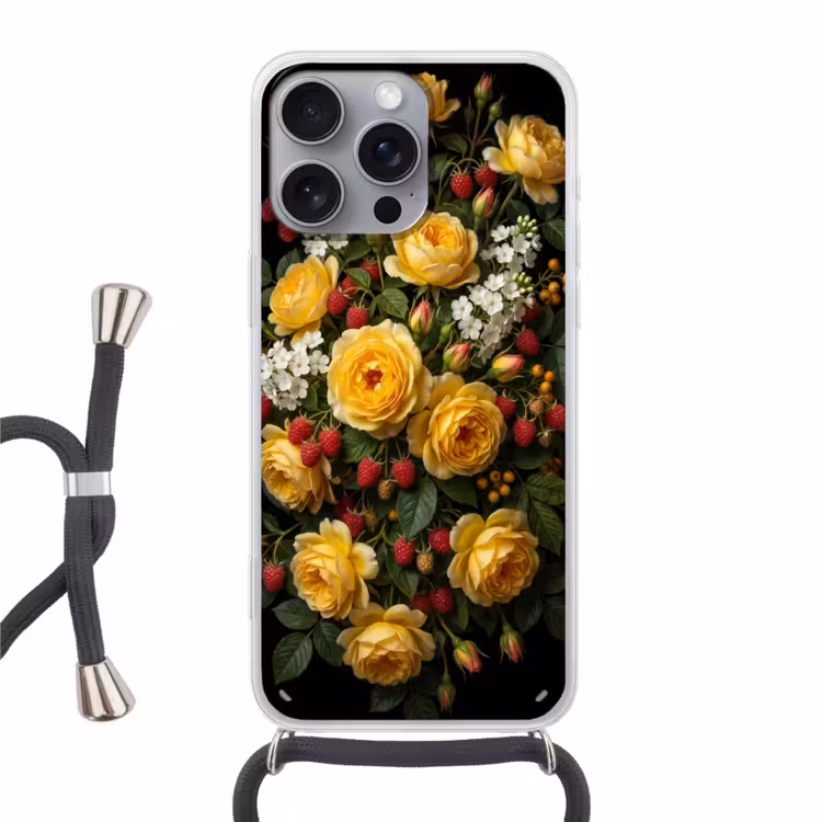 Telefoonhoesje met koord - Bloemen - Boeket - Natuur - Klassiek - Geel — 1
