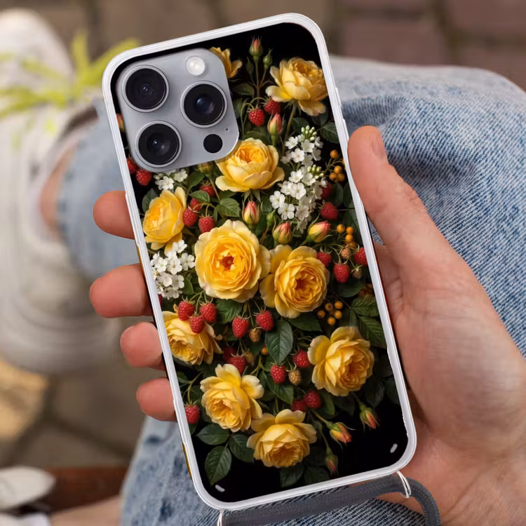 Telefoonhoesje met koord - Bloemen - Boeket - Natuur - Klassiek - Geel — 2