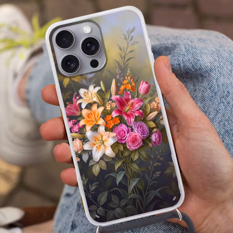 Telefoonhoesje met koord - Bloemen - Boeket - Natuur - Kleurrijk - Modern — 2