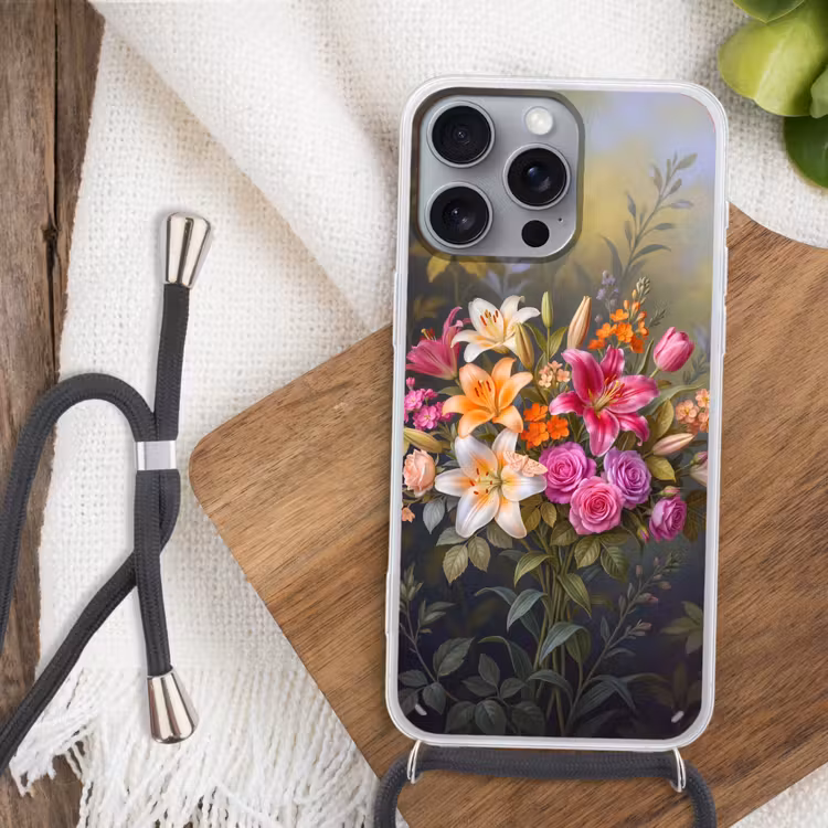 Telefoonhoesje met koord - Bloemen - Boeket - Natuur - Kleurrijk - Modern — 3