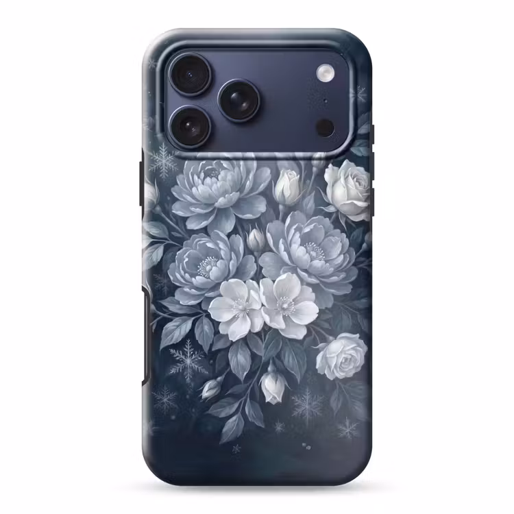 Telefoonhoesje Toughcase - Bloemen - Boeket - Winter - Abstract - Blauw — 1