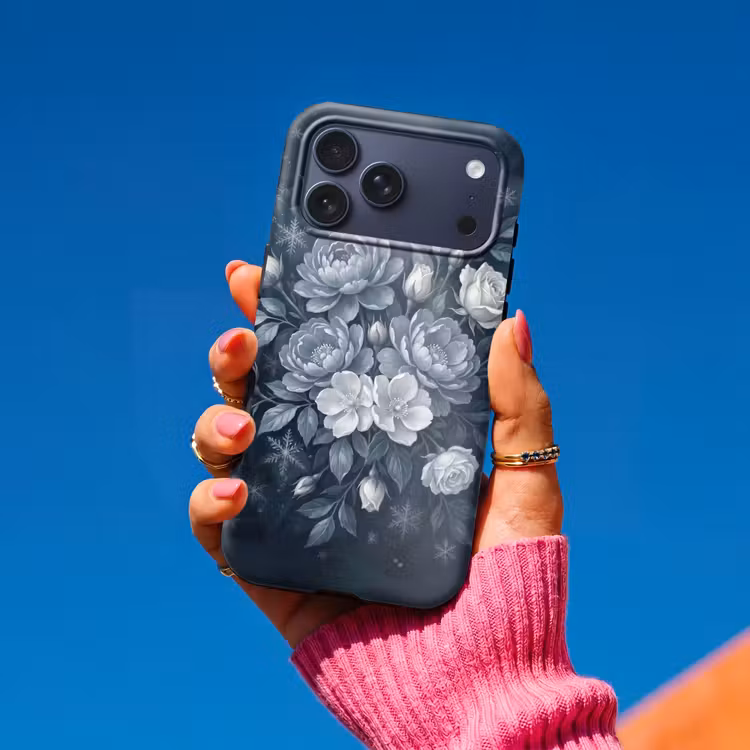 Telefoonhoesje Toughcase - Bloemen - Boeket - Winter - Abstract - Blauw — 2