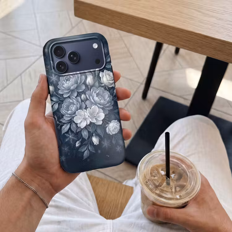 Telefoonhoesje Toughcase - Bloemen - Boeket - Winter - Abstract - Blauw — 4