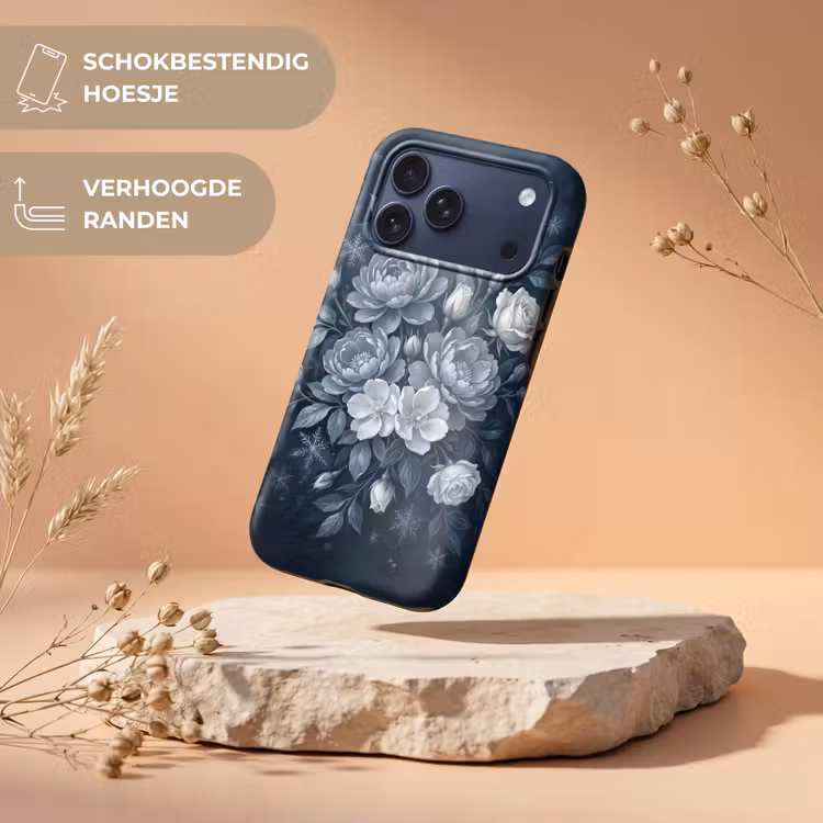 Telefoonhoesje Toughcase - Bloemen - Boeket - Winter - Abstract - Blauw — 5