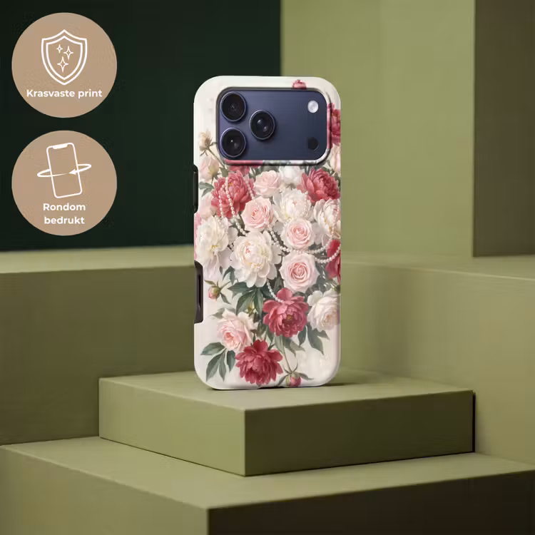 Telefoonhoesje Toughcase - Bloemen - Parels - Romantiek - Klassiek - Roze — 7