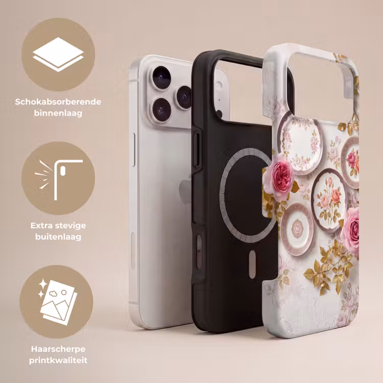 Telefoonhoesje Toughcase - Bloemen - Patroon - Vintage - Roze - Decoratie — 3