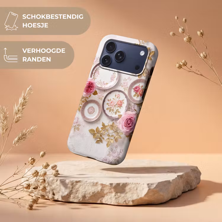Telefoonhoesje Toughcase - Bloemen - Patroon - Vintage - Roze - Decoratie — 5