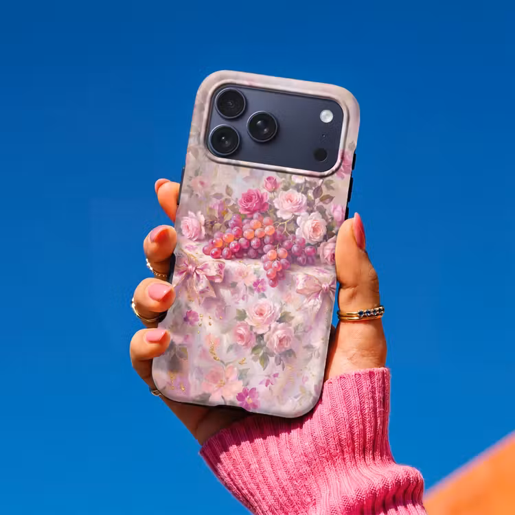 Telefoonhoesje Toughcase - Eten - Bloemen - Stilleven - Roze - Goud — 2