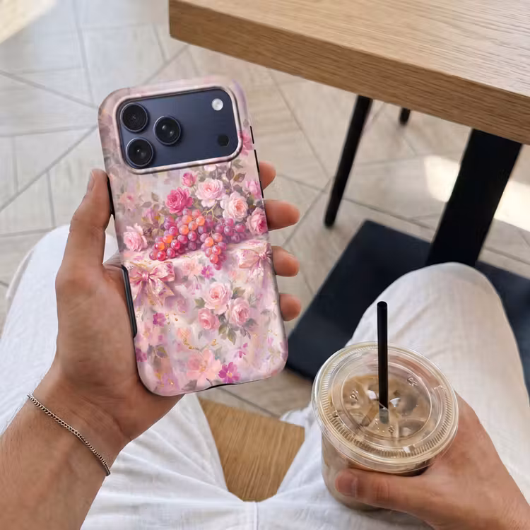 Telefoonhoesje Toughcase - Eten - Bloemen - Stilleven - Roze - Goud — 4