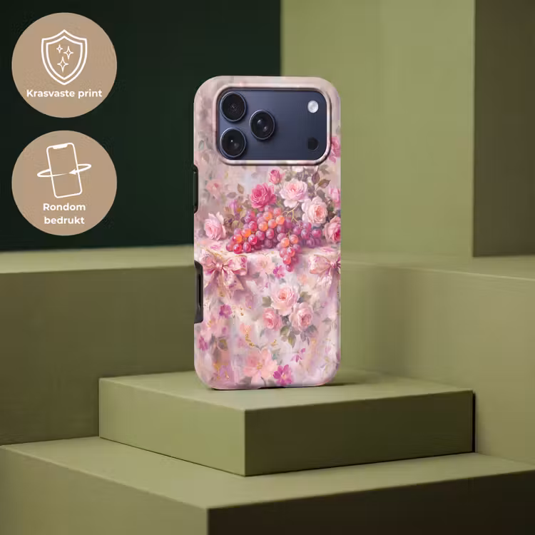 Telefoonhoesje Toughcase - Eten - Bloemen - Stilleven - Roze - Goud — 7