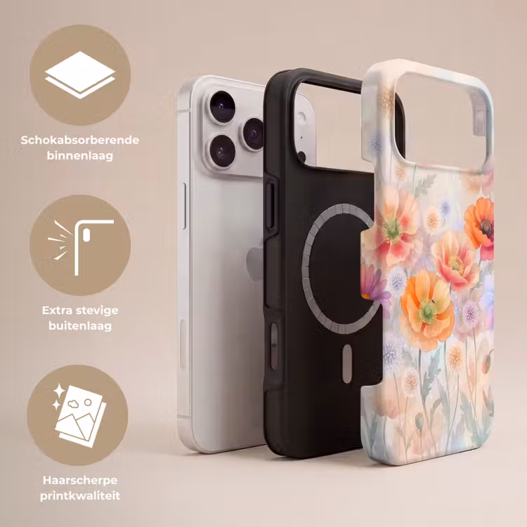 Telefoonhoesje Toughcase - Bloemen - Aquarel - Natuur - Modern - Kleurrijk — 3