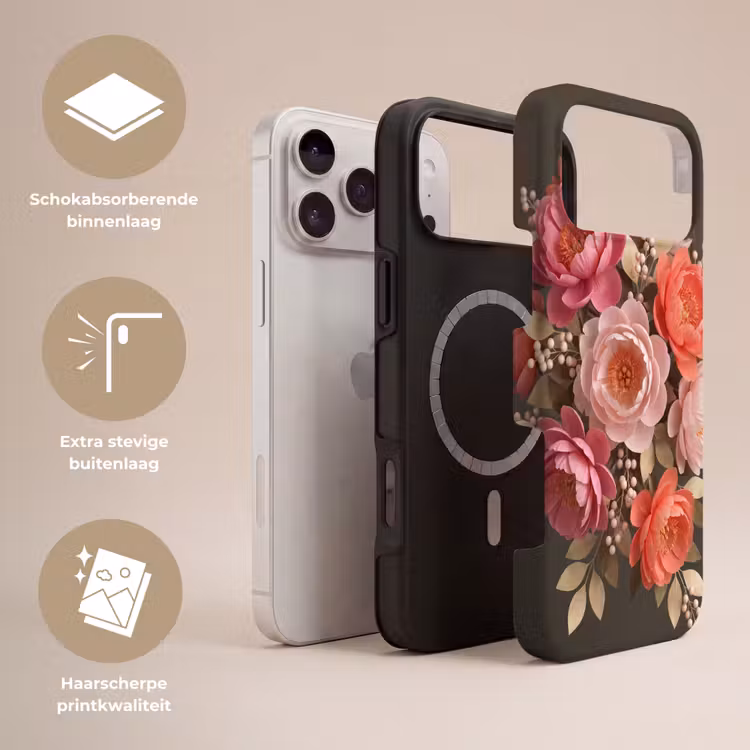 Telefoonhoesje Toughcase - Bloemen - Bloesem - Zacht - Koraal - Decoratie — 3