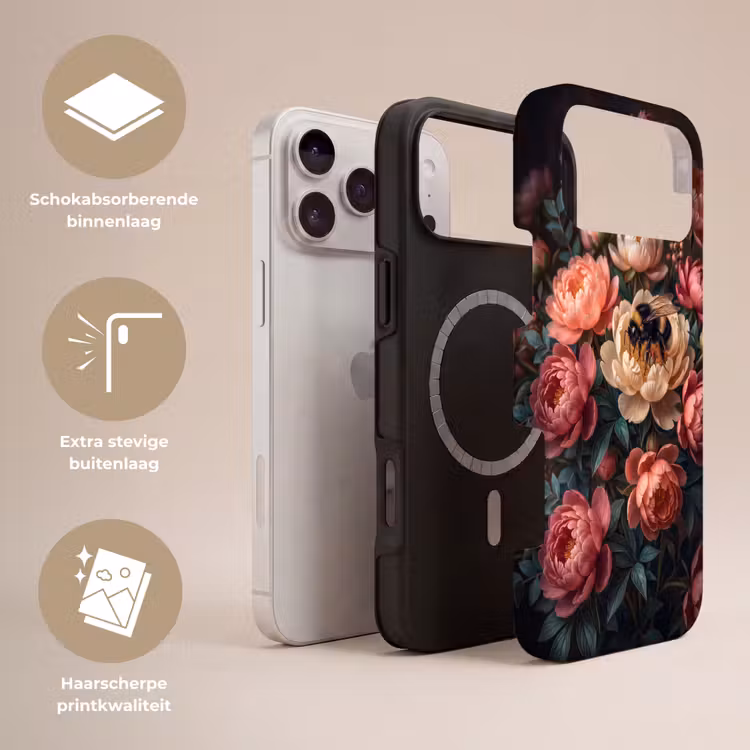 Telefoonhoesje Toughcase - Bloemen - Insect - Natuur - Roze — 3
