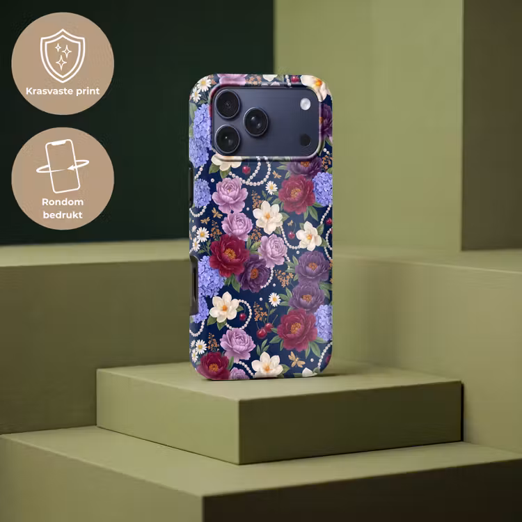 Telefoonhoesje Toughcase - Bloemen - Parels - Decoratie - Modern - Blauw — 7