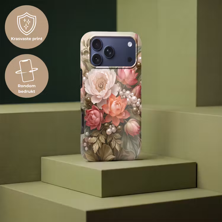 Telefoonhoesje Toughcase - Bloemen - Parels - Elegant - Roze - Wit — 7