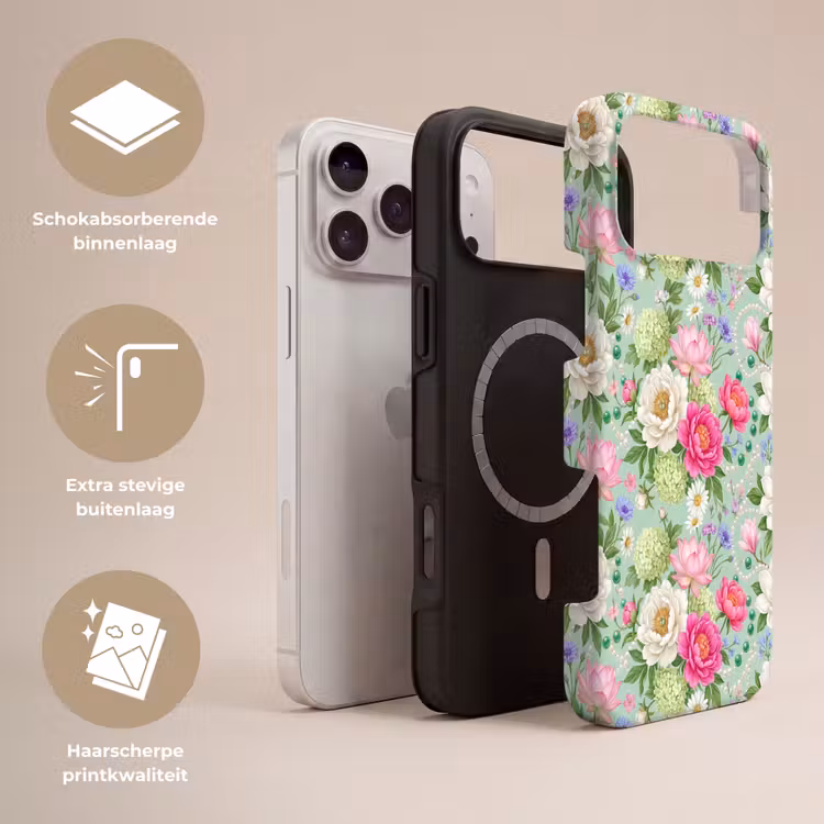 Telefoonhoesje Toughcase - Bloemen - Patroon - Botanisch - Groen — 3