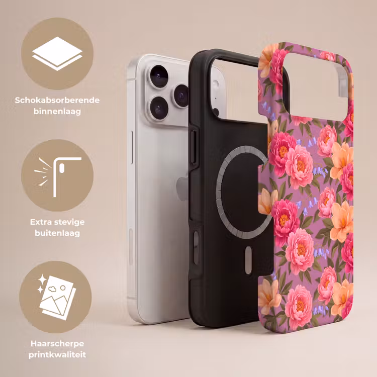 Telefoonhoesje Toughcase - Bloemen - Patroon - Illustratie - Roze — 3