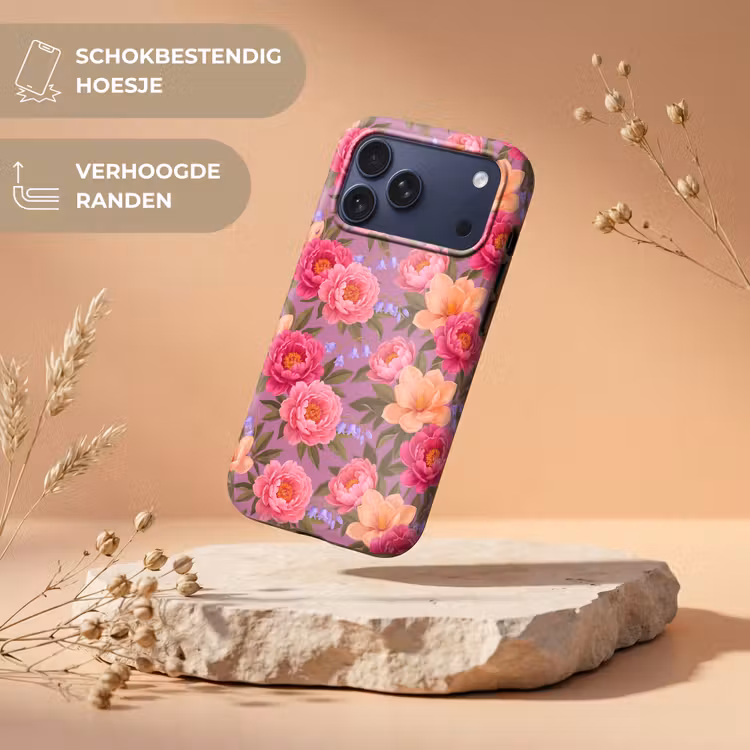 Telefoonhoesje Toughcase - Bloemen - Patroon - Illustratie - Roze — 5