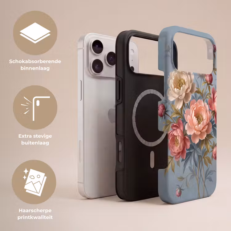 Telefoonhoesje Toughcase - Bloemen - Roze - Beige - Modern - Natuur — 3