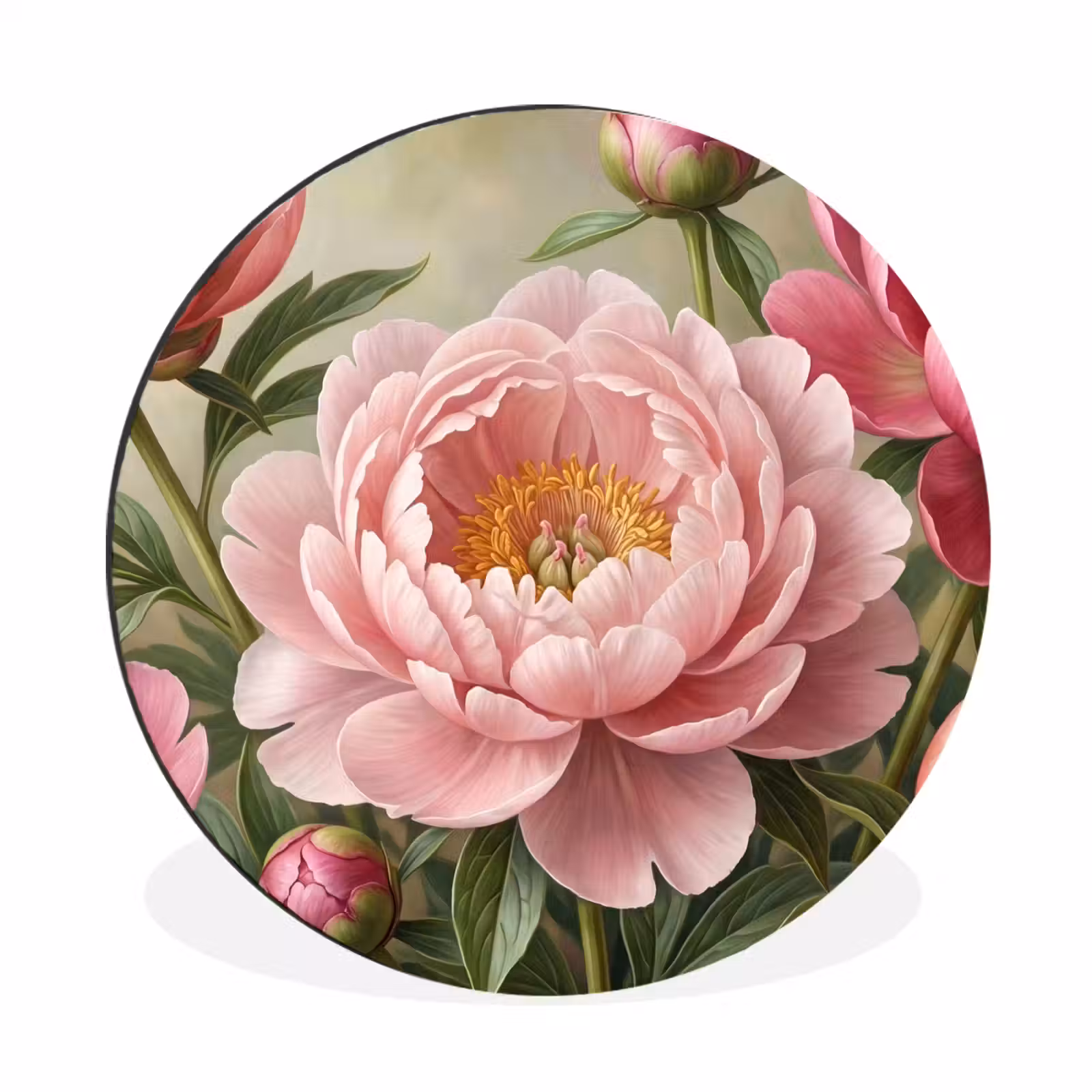 Wandcirkel - Aluminium - Bloemen - Roze - Klassiek - Gedetailleerd - Natuur — 1