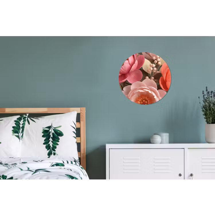 Wandcirkel - Aluminium - Bloemen - Bloesem - Zacht - Koraal - Decoratie — 4