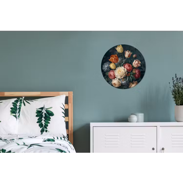 Wandcirkel - Aluminium - Bloemen - Boeket - Natuur - Klassiek - Donker — 4