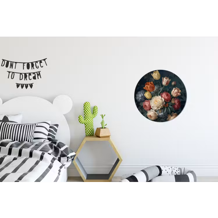 Wandcirkel - Aluminium - Bloemen - Boeket - Natuur - Klassiek - Donker — 5