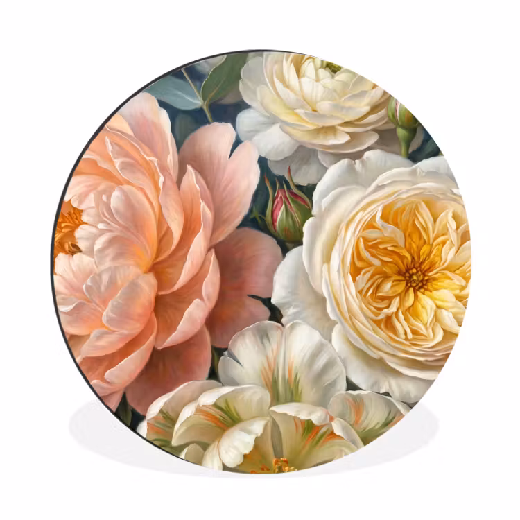 Wandcirkel - Aluminium - Bloemen - Boeket - Natuur - Klassiek - Kleurrijk — 1