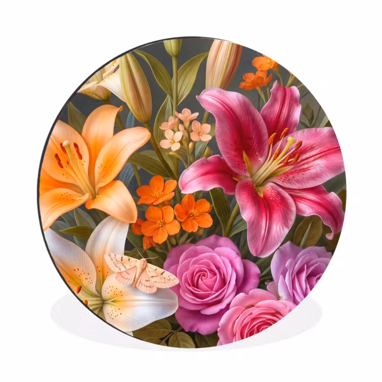 Wandcirkel - Aluminium - Bloemen - Boeket - Natuur - Kleurrijk - Modern — 1