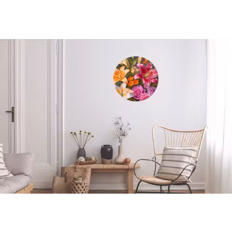 Wandcirkel - Aluminium - Bloemen - Boeket - Natuur - Kleurrijk - Modern — 2