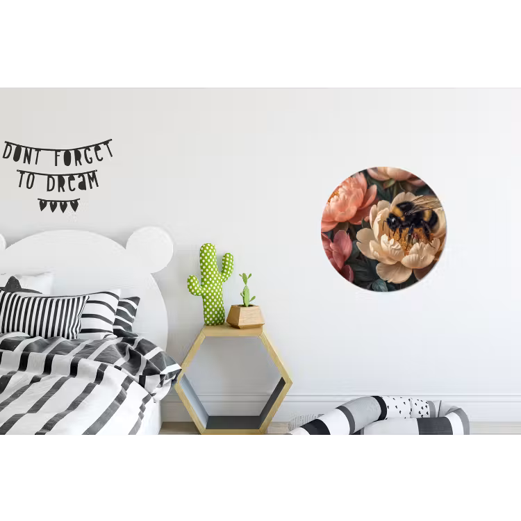 Wandcirkel - Aluminium - Bloemen - Insect - Natuur - Roze — 5