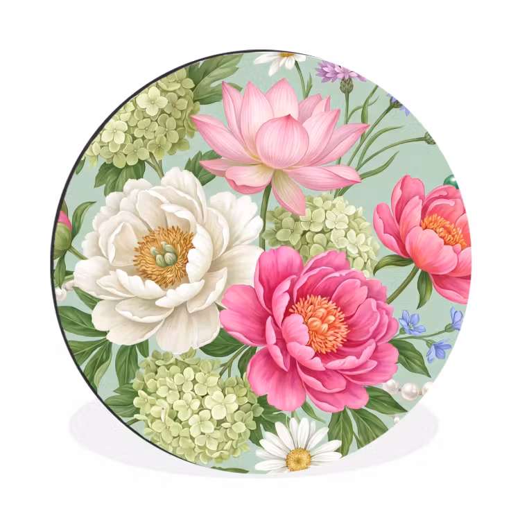 Wandcirkel - Aluminium - Bloemen - Patroon - Botanisch - Groen — 1