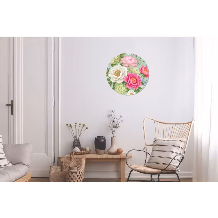 Wandcirkel - Aluminium - Bloemen - Patroon - Botanisch - Groen — 2