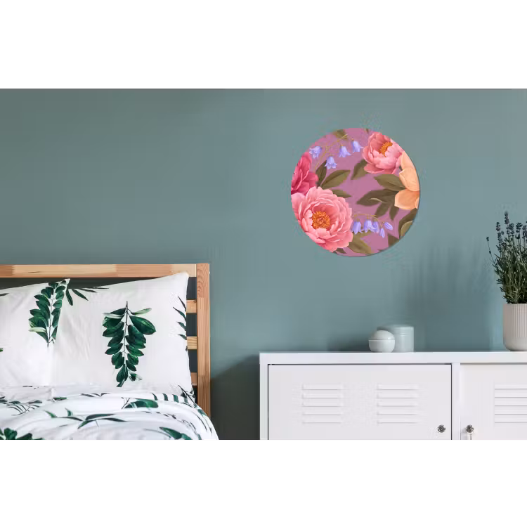 Wandcirkel - Aluminium - Bloemen - Patroon - Illustratie - Roze — 4