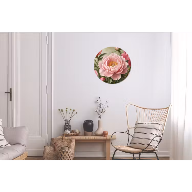 Wandcirkel - Aluminium - Bloemen - Roze - Klassiek - Gedetailleerd - Natuur — 2